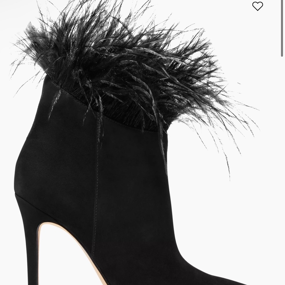 Elegant Black Feathered Women's Stiletto Boots Michaels Kors Whitby Suede bootie - Picture 3 of 7